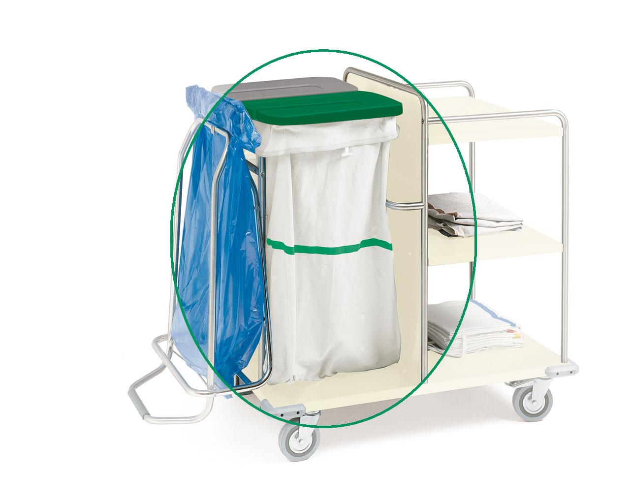 Saco para carrinho de lavandaria branco com riscas verde