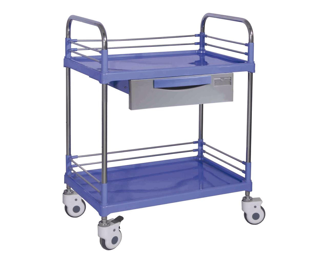 Carrinho de aço Utility com 2 prateleiras e gaveta