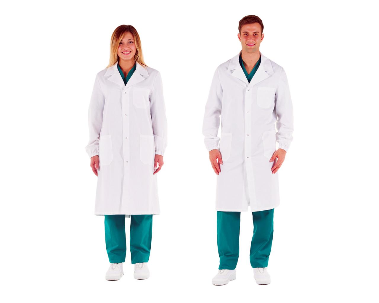 Bata de algodão branco com molas - Tamanho 48 - Unisex