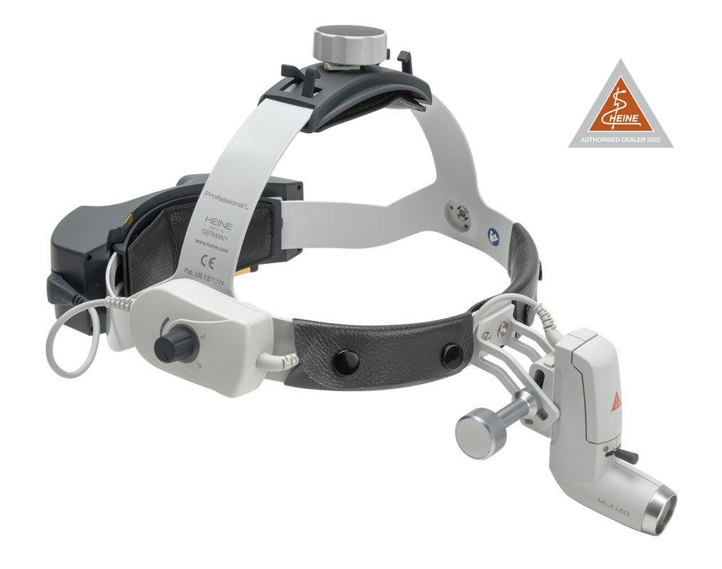 Lâmpada frontal Heine ML4 LED com mPack UNPLUGGED e transformador a rede