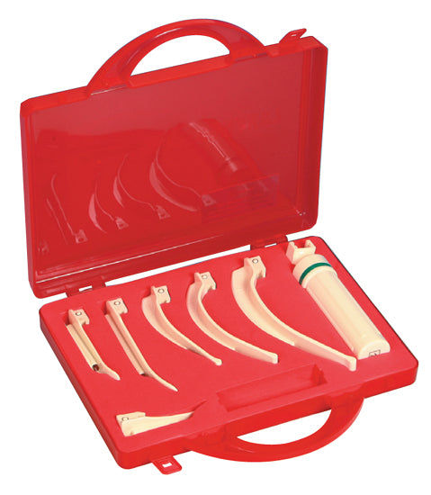 Mala emergência Laringoscopio- 6 lâminas descartáveis + cabo de plástico