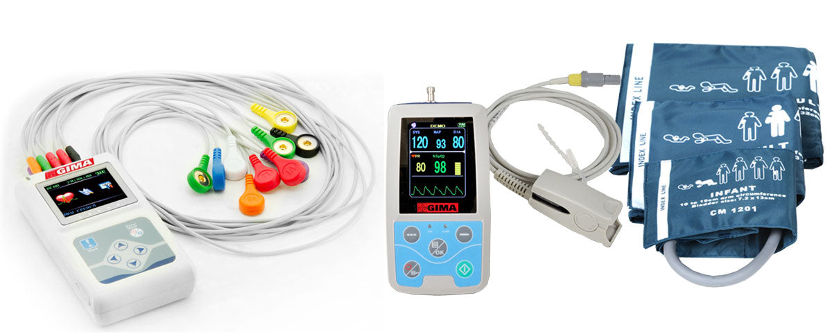 Holter de pressão arterial 24 h com SpO2 + 24 h Holter ecg Gima com software