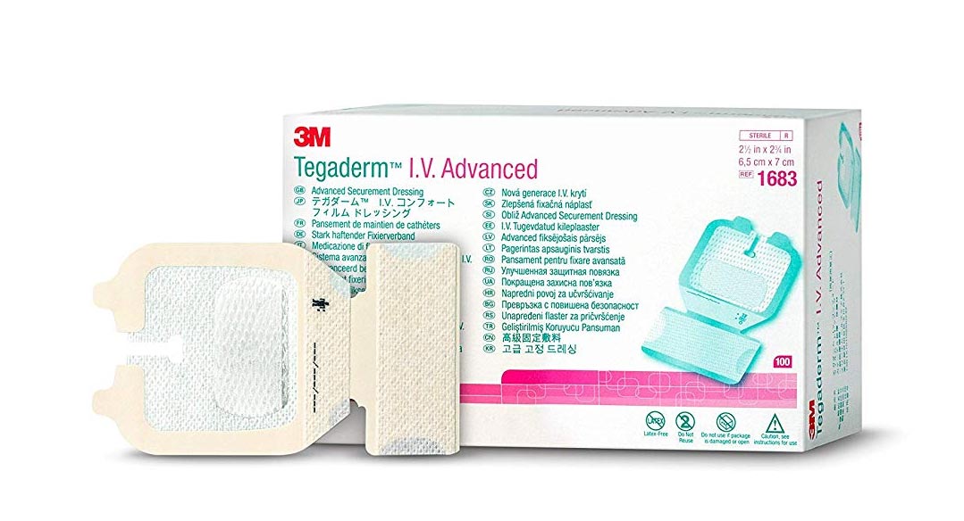 3M™ Tegaderm™ IV Advanced 1683 - linhas periféricas - 6,5 × 7 cm
