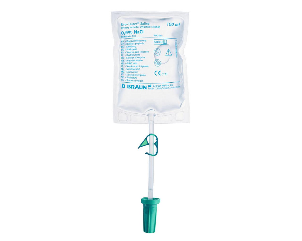 Uro-Tainer NaCl 0,9% Saco de lavagem para cateteres permanentes 100 ml