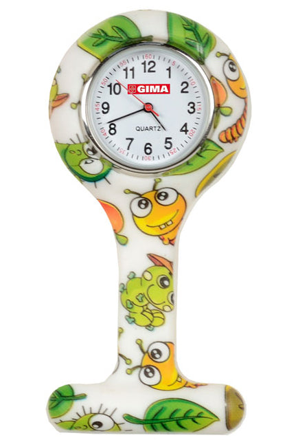 Relógio redondo para enfermeiros - fantasia com lagartas