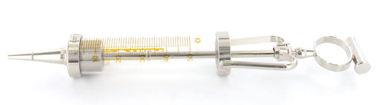 Janet Record ouvido seringa 100cc - vidro, metal /