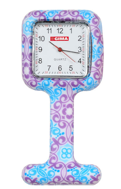 Relógio quadrado para enfermeiros - fantasia lilás e azul céu