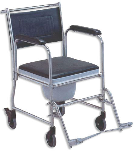 Cadeira de banho e sanitária cromada com rodas - assento 44 cm