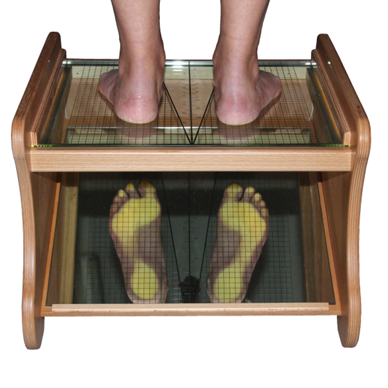 Podoscópio de madeira de faia com luz LED