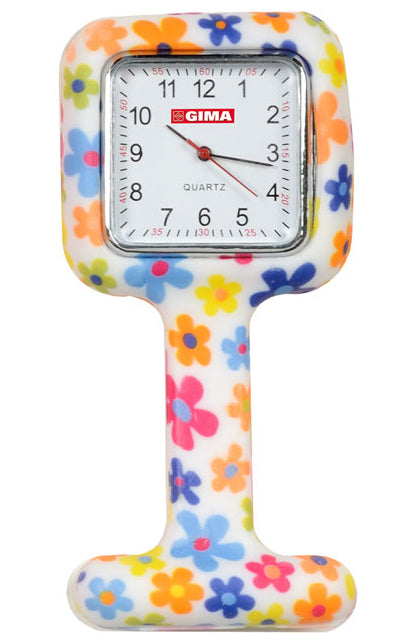 Relógio quadrado para enfermeiros - fantasia com flores