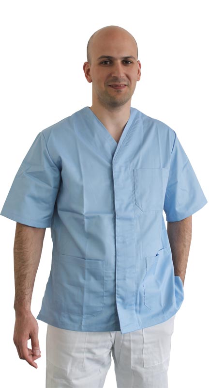 Túnica com botões automáticos unisex - azul claro - XXL