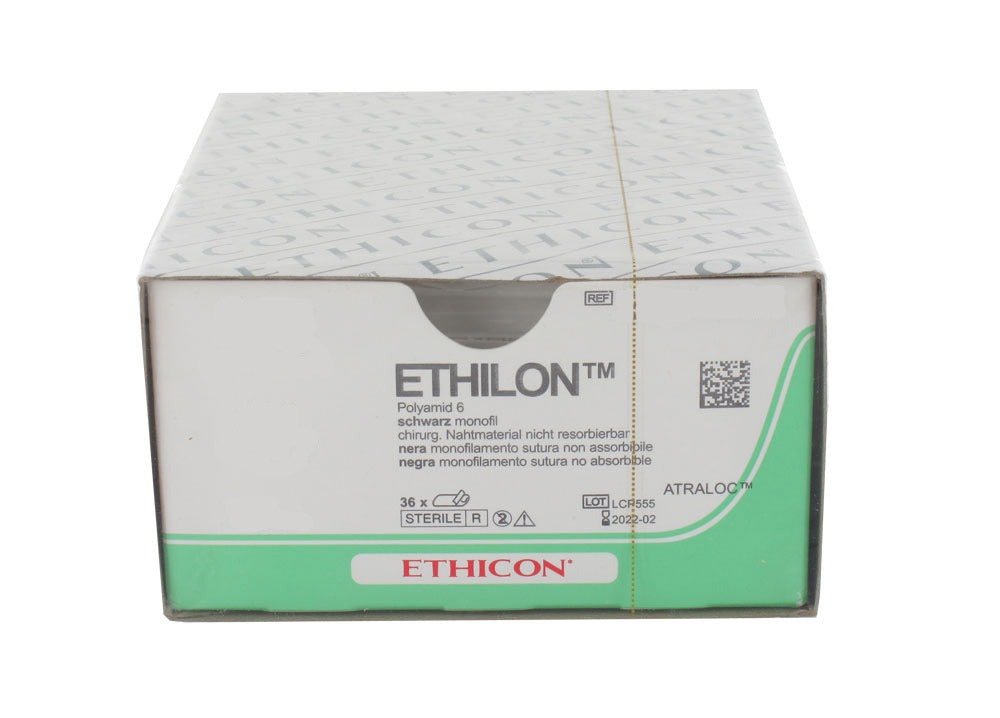 Suturas não absorvíveis Ethicon Ethilon™ - de nylon, agulha 3/8 de 24 mm, USP 3/0 - preto