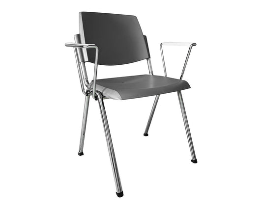 Cadeira empilhável com apoios de braços - cinzento