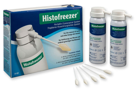 Sistema De Criocirurgia Mix- 2 garrafas de 80 ml e 36 aplicadores de 5 mm e 24 aplicadores de 2 mm.