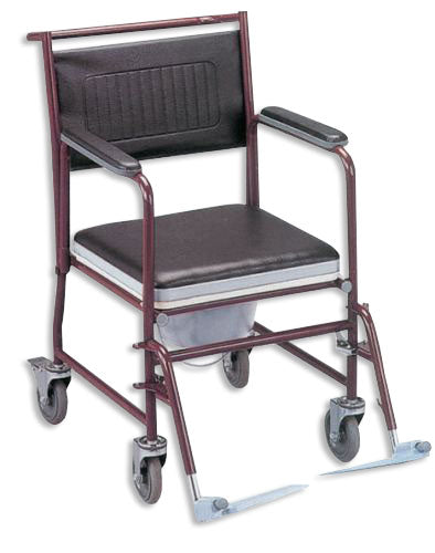 Cadeira de banho e sanitária envernizada com rodas - assento 44 cm