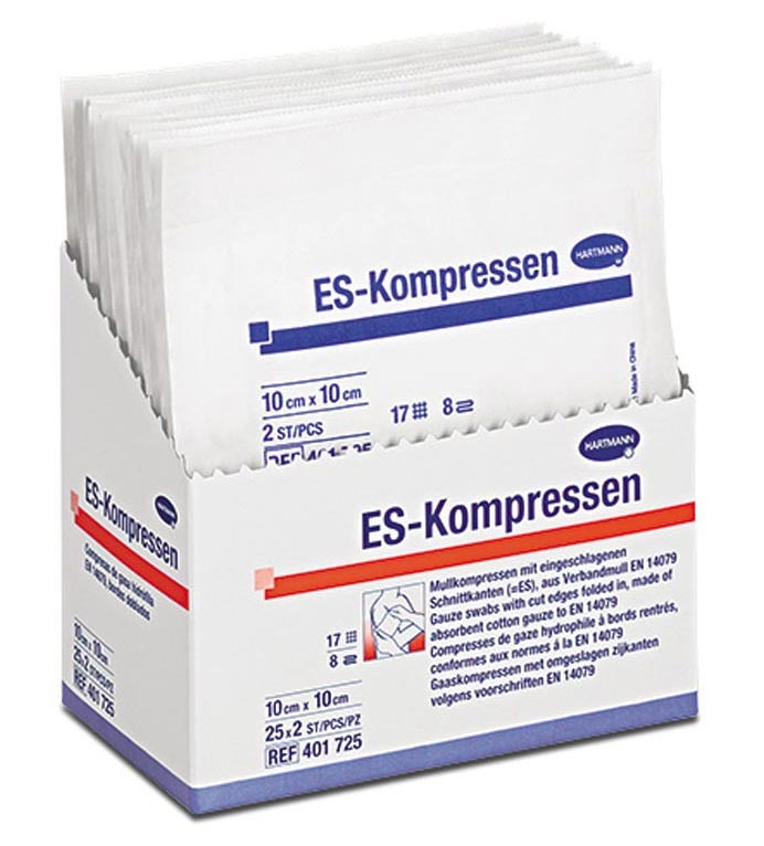 Kompressen ES Gaze estéril de algodão - 10 × 20 cm