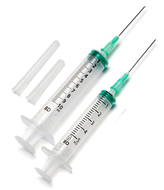 Seringas BD Emerald™ 10 ml com agulha montada, cone Luer concêntrico 21G × 1 ½” - 0,8 × 40 mm - verde