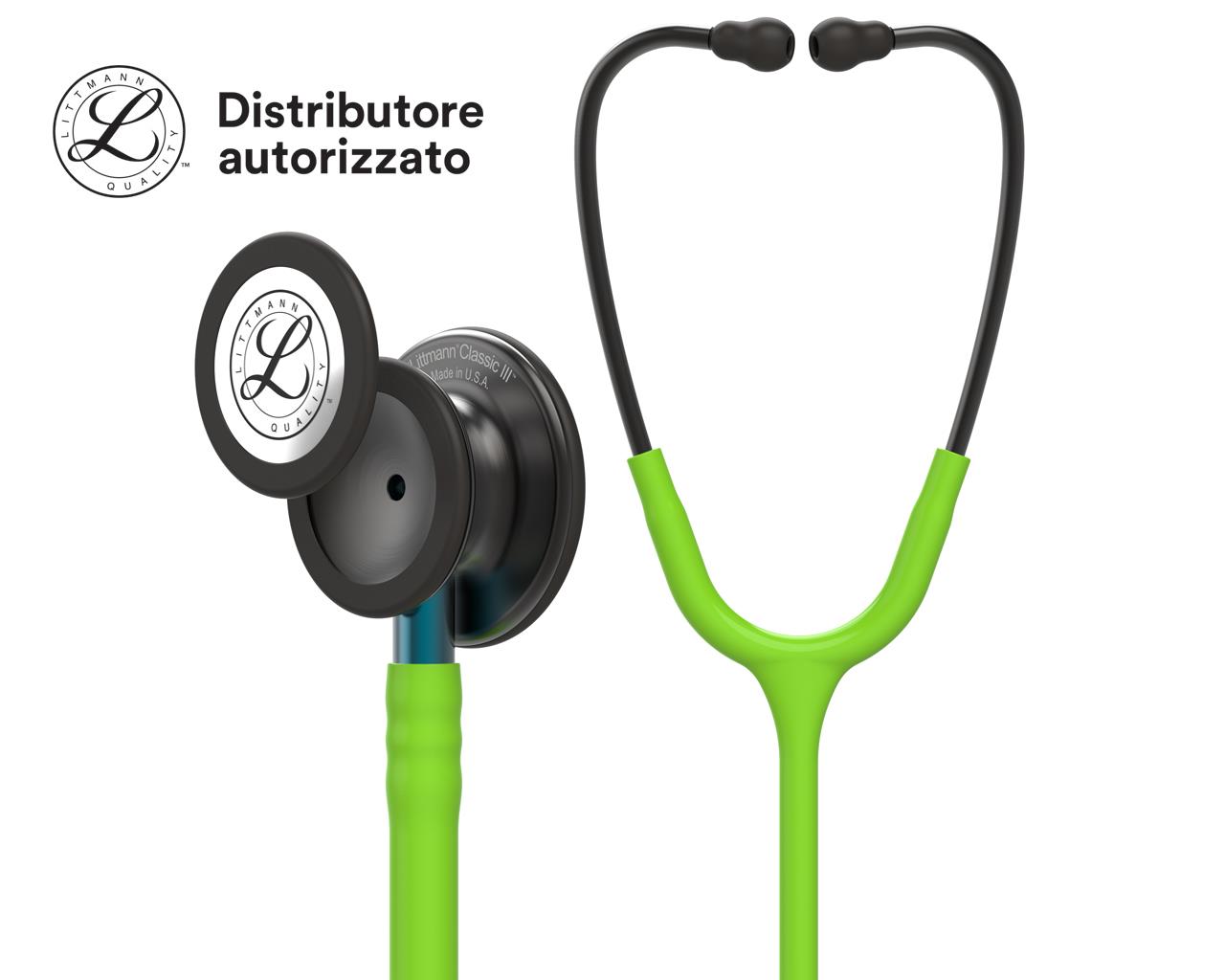Estetoscópio Littmann Classic III - 5875 - verde lime acabamento fumo