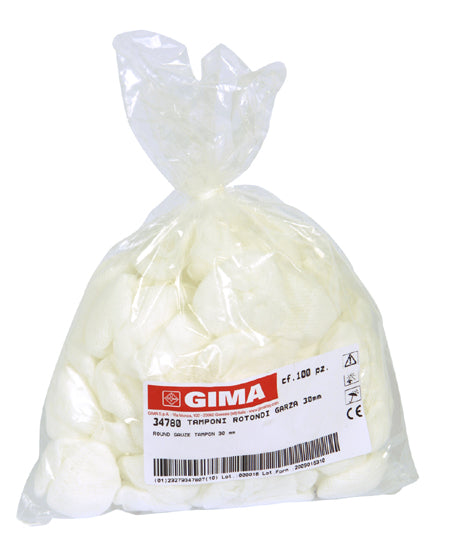 Tampões redondos de gaze em algodão 12/8 - Ø 30 mm