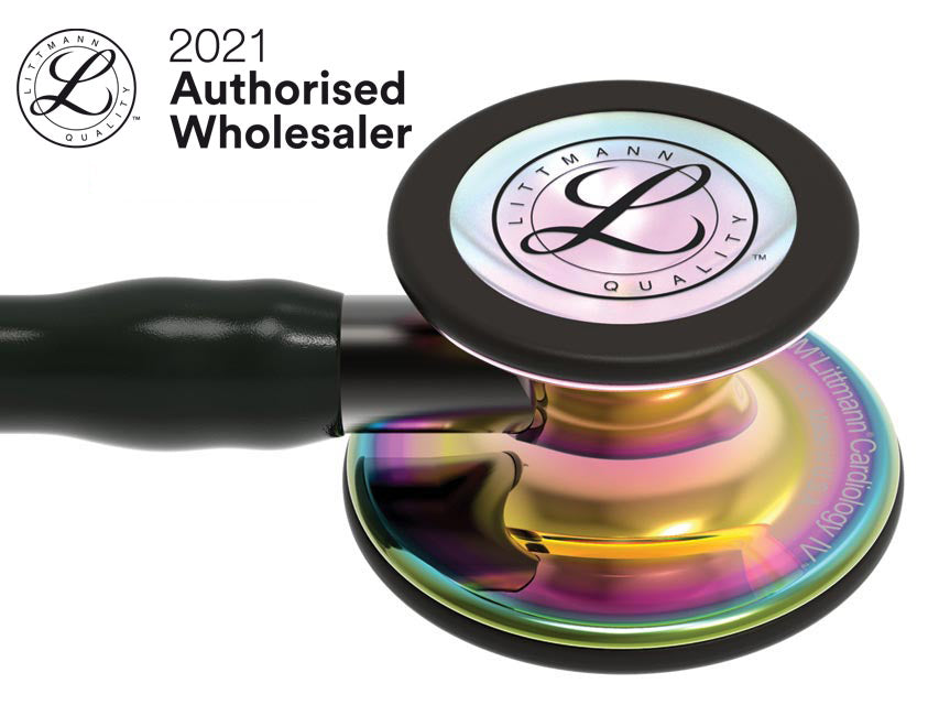 Estetoscópio Littmann Cardiology IV - 6240 - preto acabamentos arco-íris brilhante