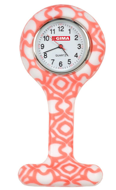 Relógio redondo para enfermeiros - fantasia branca e vermelha