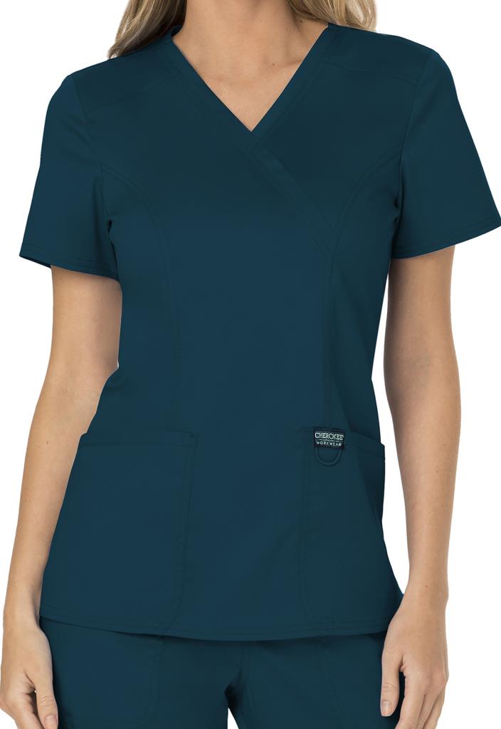 Cherokee Revolution Túnica com decote em V cruzado para mulher azul caraíbas - XL