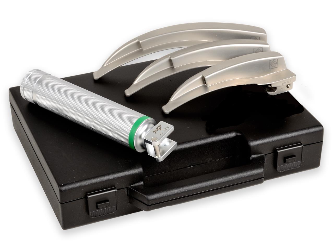 Set laringoscópio Maxlite F.O. LED 2,5 V adulto com 3 lâminas Mc-Intosh 2-3-4