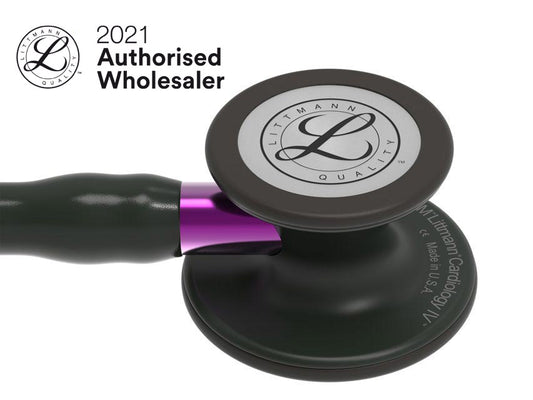 Estetoscópio Littmann Cardiology IV - 6203 - preto acabamentos preto e violeta