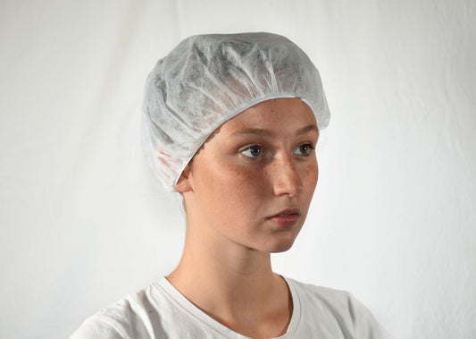 Touca descartável TNT dobrada com elástico - branco