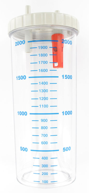 Vaso de 2 litros com tampa, autoclavável para aspirador