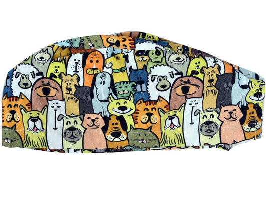 Touca cirúrgica fantasia cachorrinhos e gatinhos - M
