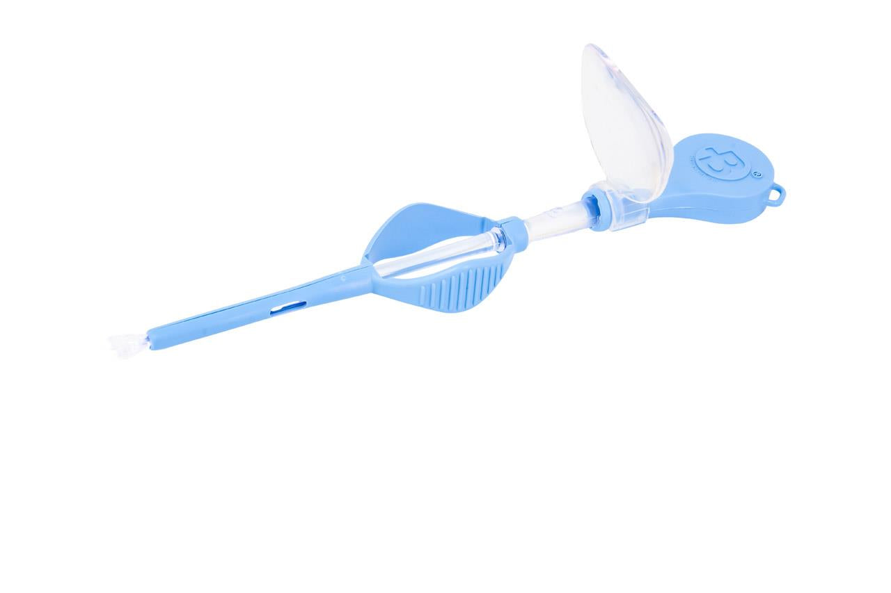 Curetas ORL transparentes tipo pinça com iluminador LED e lente