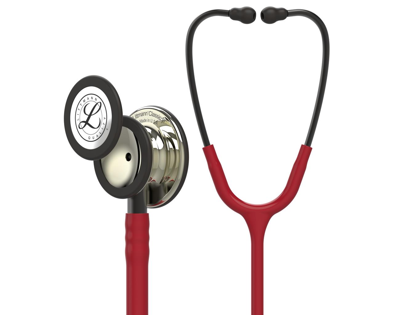 Estetoscópio Littmann Classic III - 5864 - bordô acabamentos champanhe