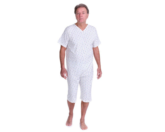 Pijama de saúde anti-manipulação homem mangas curtas 100% algodão - Tamanho XXL