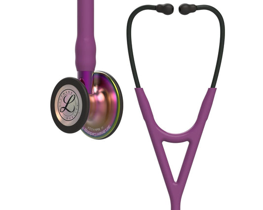 Estetoscópio Littmann Cardiology IV - 6205 - ameixa com acabamento em arco-iris e roxo
