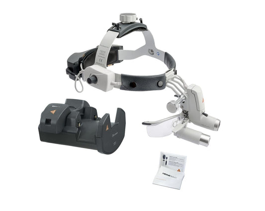 Kit de lâmpada frontal  ML4 LED com mPack UNPLUGGED, transformador e óculos de proteção binoculares HRP 6x - 340 mm