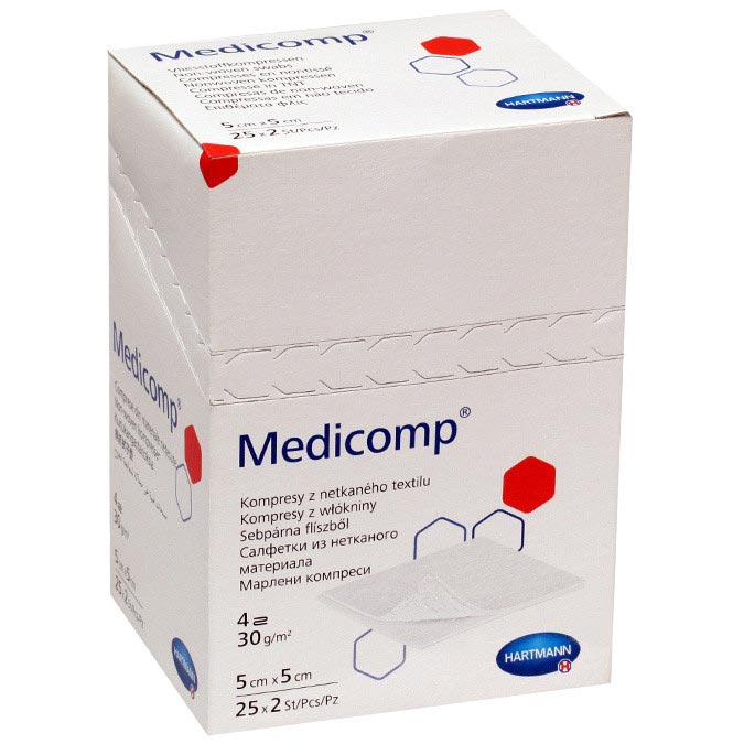 Compressas esterilizadas em TNT Medicomp - 7,5 × 7,5 cm