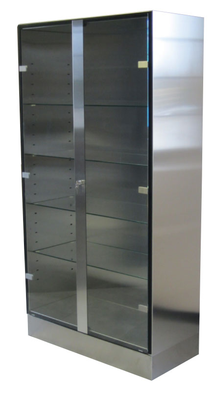 Armário em aço inoxidável e vidro