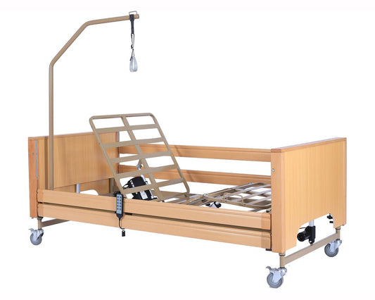 Cama hospitalar eléctrica de 4 articulações com altura variável 84-125 cm - com rodas