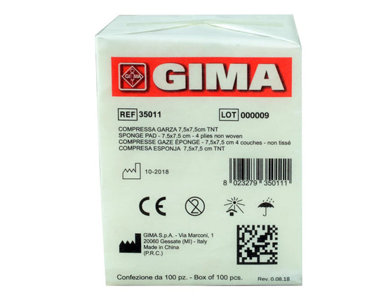 Compressas de gaze TNT 4 capas - 7,5 × 7,5 cm